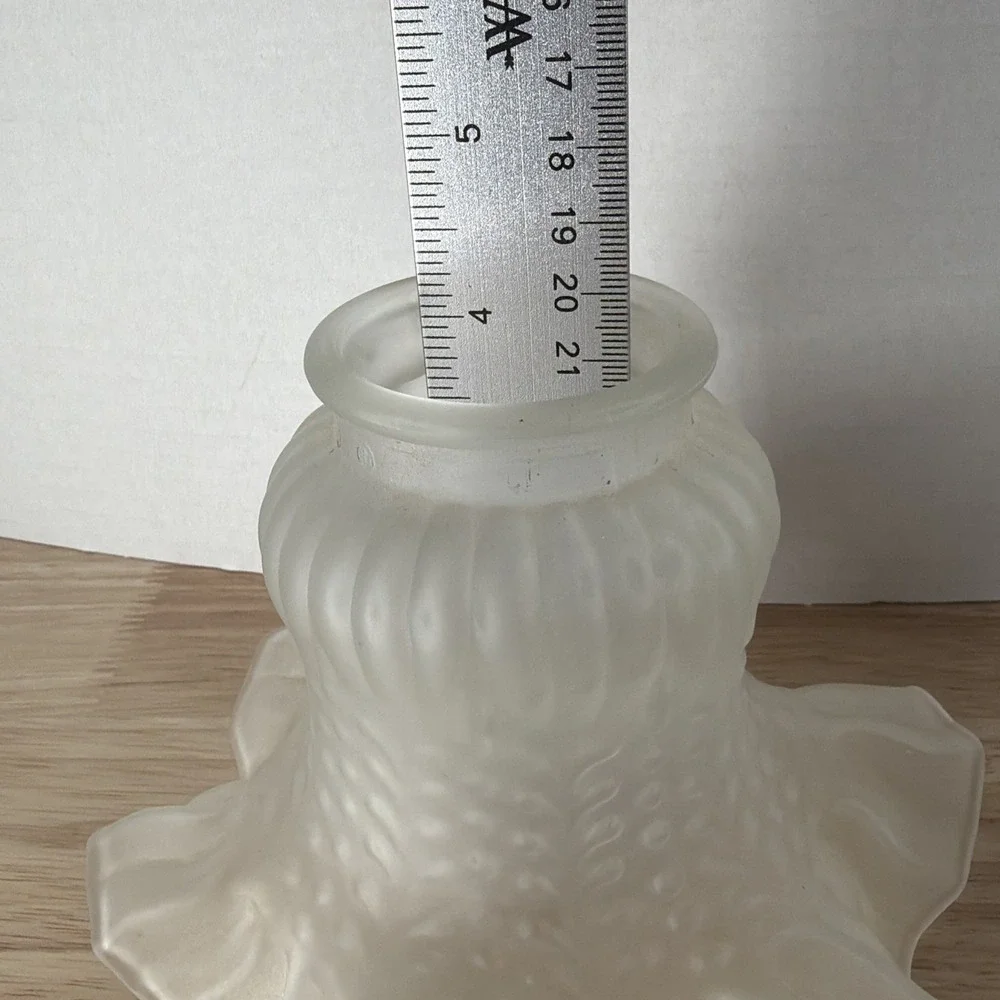 Vtg Pair Frosted Glass Tulip Ruffled Edge 4.25